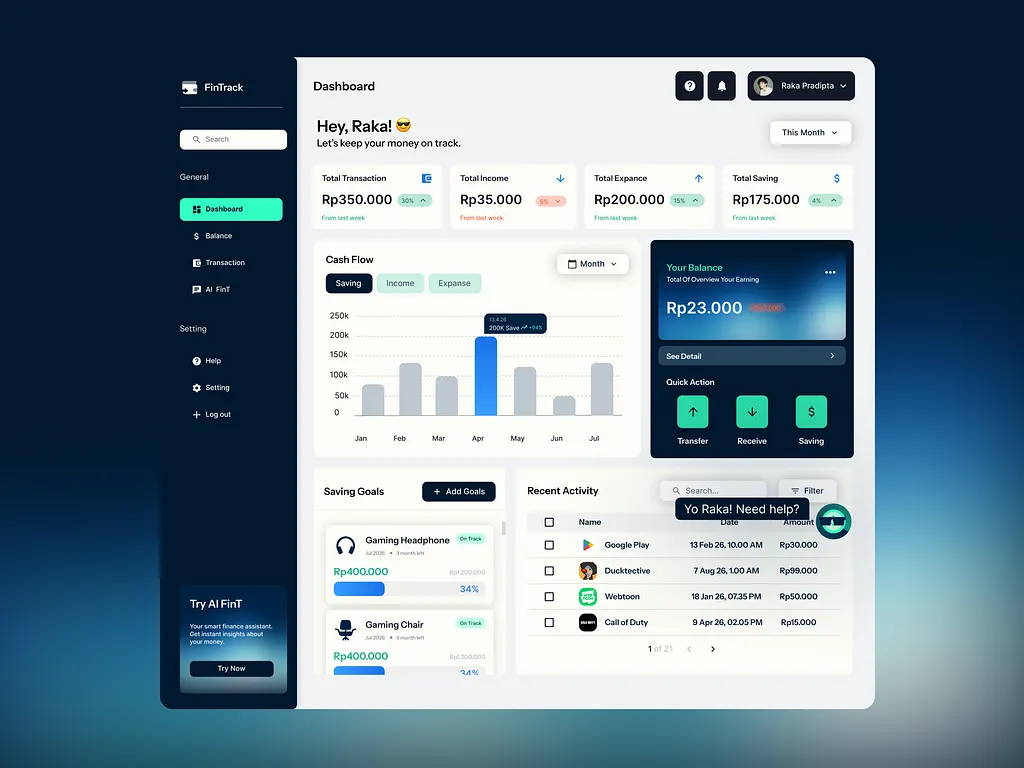 FinTrack — Personal Finance App — screen 2